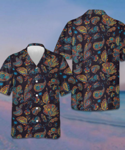 Paisley Watercolor Floral Pattern Hawaiian Shirt Summer Button Up Shirts Gifts For Him