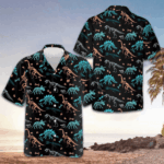Dinosaur Skeleton Seamless Grunge Pattern Hawaiian Shirt Men's Gifts For Dinosaur Lovers