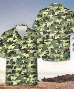 Camouflage Cow Hawaiian Shirt Men's Button Up Shirt Gifts For Cow Lovers