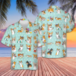 Cartoon Welsh Corgi Hawaiian Shirt Beach Button Down Gifts For Corgi Lovers