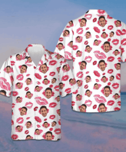 Custom Photo Valentine Kisses Hawaiian Shirt Valentine's Day Shirt Gift Ideas For Boyfriend