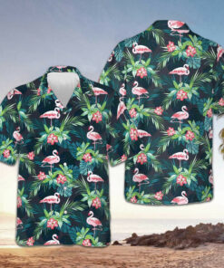 Flamingo Tropical Hawaiian Shirt Summer Button Up Shirts Men's Gifts For Son