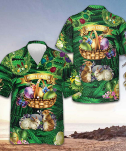 Happy Easter Hawaiian Shirt Easter Egg And Bunny Button Up Shirt For Men