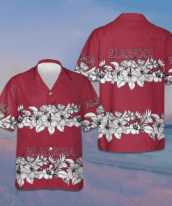 Alabama Flower Hawaiian Shirt Short Sleeve Button Up Vacation Shirts Gifts For Patriots