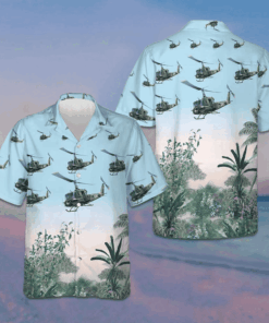 US Army Helicopter Hawaiian Shirt Men's Tropical Button Up Shirt Gifts For Him