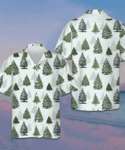 Christmas Tree Pattern Hawaiian Shirt Beach Button Down Gifts For Him
