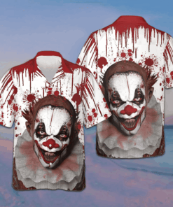 Scary Halloween Clown Faces Hawaiian Shirt Horror Button Up Shirts Gifts For Halloween