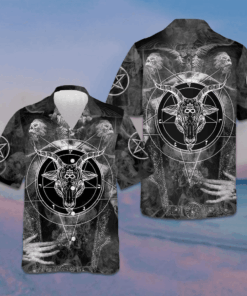 Satanic Skull Hawaiian Shirt Satanic Goth Skull Shirt Gifts For Boyfriend