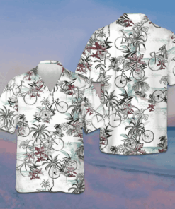 Summer Cycling Pattern Hawaiian Shirt Tropical Button Up Shirt Gifts For Bikers