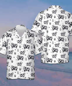 Cartoon Cow Hawaiian Shirt Funny Cow Button Down Beach Shirts Gifts For Uncle