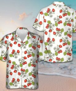 Strawberry Seamless Pattern Hawaiian Shirt Summer Button Down Shirts Gifts For Him