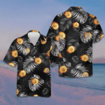 Bitcoin Flame And Tropical Pattern Hawaiian Shirt Summer Button Up Shirts Men's Gift Ideas