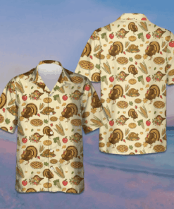 Thanksgiving Pattern Hawaiian Shirt Men's Button Down Shirts Gifts For Thanksgiving