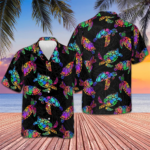 Boho Style Sea Turtle Hawaiian Shirt Men's Vacation Button Up Gifts For Sea Turtle Lovers