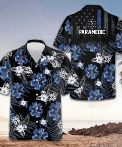 Paramedic The Blue Hawaiian Shirt Men's Tropical Button Down Shirts Paramedic Gift Ideas