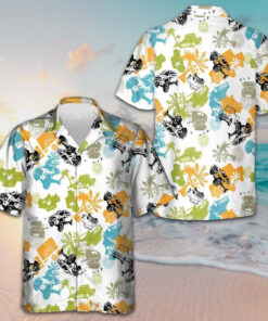 Tropical Plants Pattern With Jeeps Hawaiian Shirt Beach Button Down Shirt Men