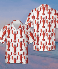 Geometric Lobster Pattern Hawaiian Shirt Summer Button Up Gifts For Lobster Lovers