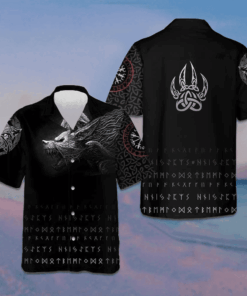 Fenrir Wolf Hawaiian Shirt Short Sleeve Button Down Gifts For Brother