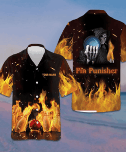 Personalized Skull Pin Punisher Bowling Hawaiian Shirt Custom Bowling Shirts With Name