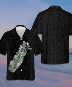 Green Golf Bag On Golfer Hawaiian Shirt Golfing Items Pattern Shirt Gifts For Golfers