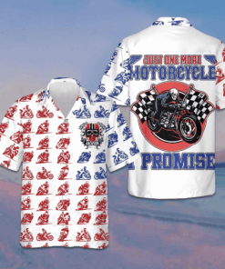 Custom American Skull Motorcycle Hawaiian Shirt Just One More Motorcycle I Promise