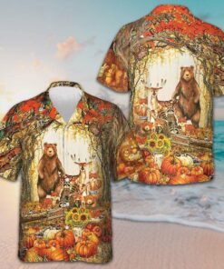 Autumn Animals Hawaiian Shirt Funny Thanksgiving Shirt Gifts For Friends