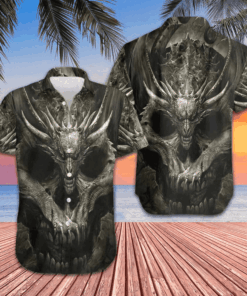 A Skull Or A Dragon Hawaiian Shirt Scary Horror Design Shirt Gifts For Boyfriend