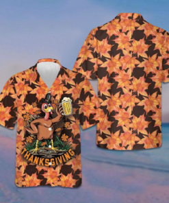 Thanksgiving Turkey Holding Big Glass Beer Hawaiian Shirt Funny Turkey Shirt Thanksgiving Ideas