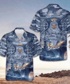 US Navy Veteran No One Fights Alone Hawaiian Shirt Camo Button Up Shirt Gifts For Navy Veterans