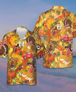 Thanksgiving Turkey Wishbone Hawaiian Shirt Fall Leaves Gobble Shirt Gifts For Thanksgiving