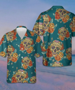 Roses Sugar Skulls Hawaiian Shirt Mexican Skull Shirt Day Of The Dead Gifts