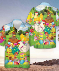 Farm Chicken Easter Eggs Hawaiian Shirt Funny Easter Shirt Gifts For Husband