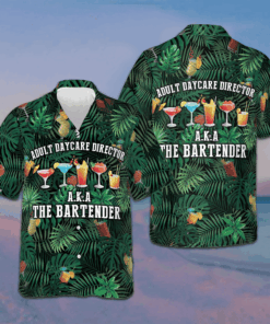 Adult Daycare Director The Bartender Hawaiian Shirt Men's Beach Button Up Gifts For Bartender
