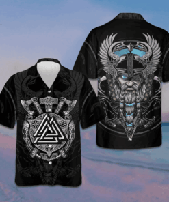 Son Of Odin Hawaiian Shirt Axe Pattern Button Up Shirt For Men Gifts For Boyfriend
