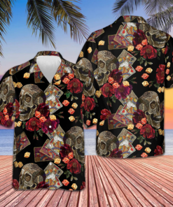 Casino Skull Colorful Hawaiian Shirt Men's Summer Short Sleeve Shirts Gifts For Casino Lovers