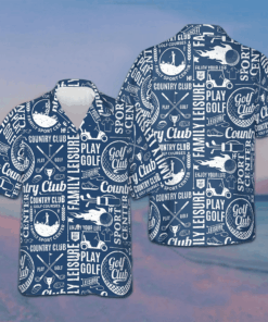 Retro Styled Typography Golf Seamless Pattern Hawaiian Shirt Best Summer Shirts For Guys