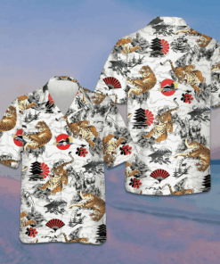 Japanese Tiger Tattoo Hawaiian Shirt Men's Button Down Shirts Gifts For Summer
