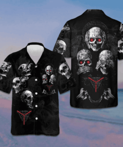 Idgaf Skull Hawaiian Shirt Gothic Skull Horror Button Up Gifts For Halloween