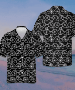 Black And White Bicycle Seamless Pattern Hawaiian Shirt Men's Button Up Shirts Summer