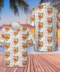 Christmas Lazy Sloths Hawaiian Shirt Funny Sloth Xmas Shirt Gifts For Boyfriend