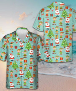 Santa Helper Pattern Hawaiian Shirt Merry Christmas Funny Shirt Gift Ideas For Boyfriend