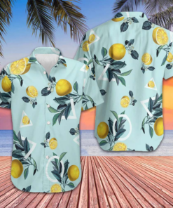 Tropical Lemon Pattern Hawaiian Shirt Men's Vacation Button Up Shirts Gifts For Summer