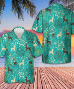 Vintage Christmas Reindeer Seamless Pattern Hawaiian Shirt Cool Christmas Shirt Men
