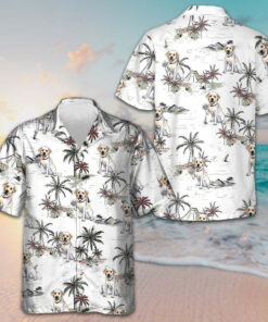 Labrador Retriever Tropical Pattern Hawaiian Shirt Men's Vacation Button Up Dog Lovers Gifts