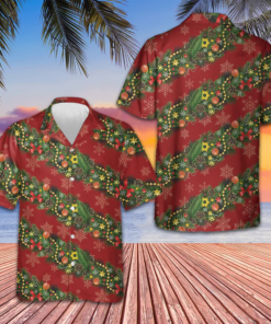Christmas Pattern With Snowflakes Red Hawaiian Shirt Merry Xmas Short Sleeve Button Up Men
