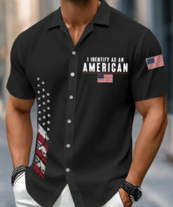 I Identify As An American Hawaiian Shirt Proudly America Anniversary Apparel Gifts For Him