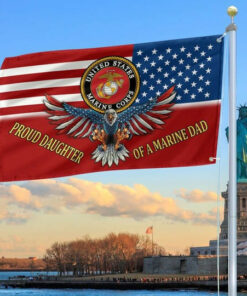 US Marine Corps Veteran Flag 250th Anniversary Proud Daughter Of A Marine Dad