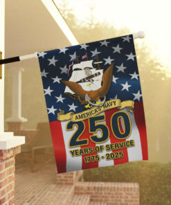 US Navy 250 Years Of Service Flag 1776-2026 America's Navy Home Decor Gifts For Patriots