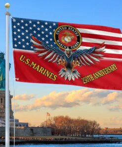 250th Anniversary Marine Corps Flag USMC Gifts For Marine Veteran on Father's Day