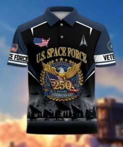 America 250th Anniversary US Space Force Polo Shirt Men's Veteran 4th Of July Apparel